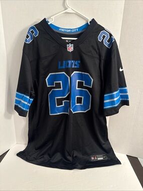 Nike Detroit Lions Jahmyr Gibbs #26 Black Alternate NFL Game Jersey Mens XL NWOT